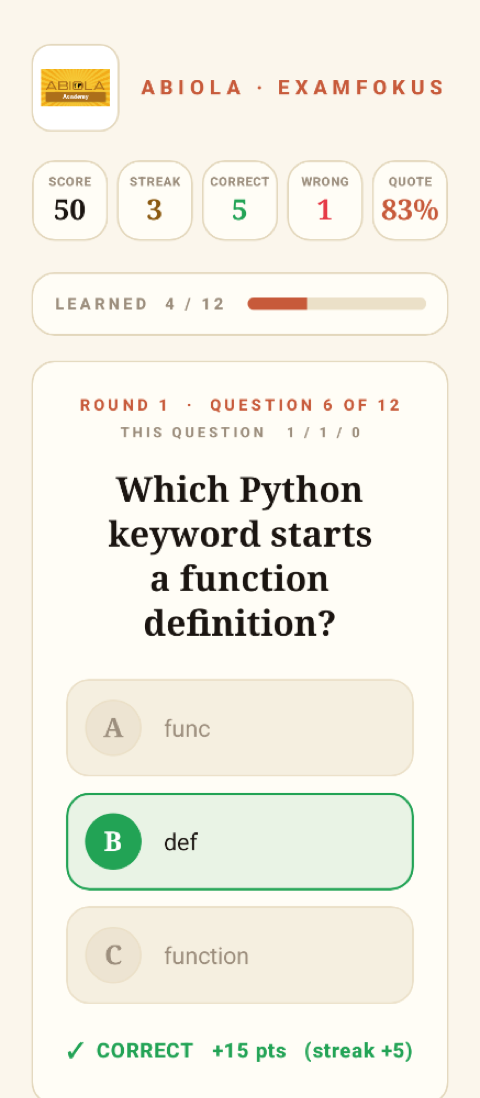 ExamFokus Android — Correct answer