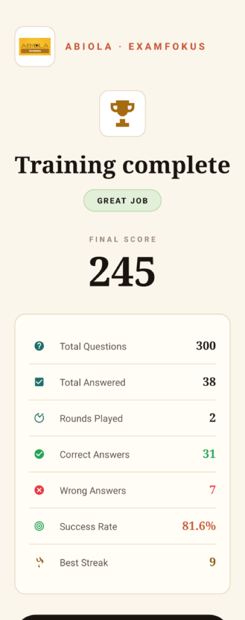 ExamFokus Android — Results